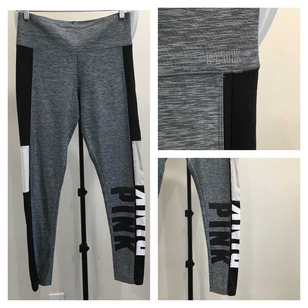 VICTORIAS SECRET PINK Bonded Color Block Pull On Activewear Leggings